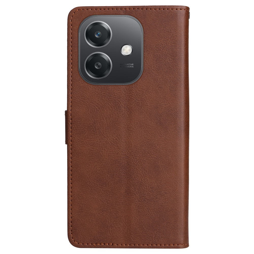 Oppo A60 / A40m / A40 - EIDERWOOD Kunstlæder Flip Cover m. Strop - Brun