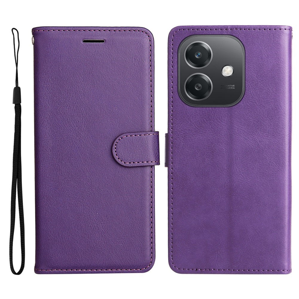 Oppo A60 / A40m / A40 - EIDERWOOD Kunstlæder Flip Cover m. Strop - Lilla