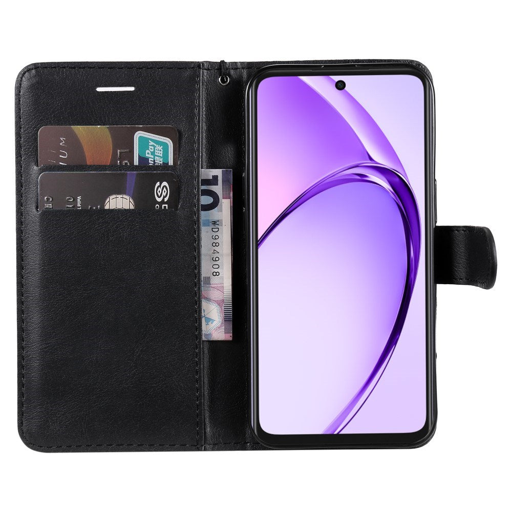 Oppo A60 / A40m / A40 - EIDERWOOD Faux Leather Flip Cover m. Stropp - Svart