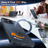 TORRAS - iPhone 15 Pro - Hybrid Plastik Cover m. Ståfunktion - MagSafe Kompatibel - Sort