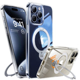 TORRAS - iPhone 15 Pro - Hybrid Plastik Cover m. Ståfunktion - MagSafe Kompatibel - Gennemsigtig