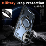 Samsung Galaxy S25/S24 beskyttelsesdeksel med MagSafe og integrert støtte - blå