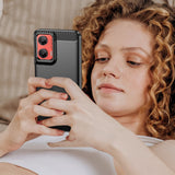 EIDERWOOD Motorola Moto G35 5G Cover m. Carbon Fiber Texture - Sort