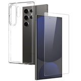 Samsung Galaxy S25 Ultra 2-i-1 sett herdet skjermbeskytter og fleksibelt plastdeksel - gjennomsiktig