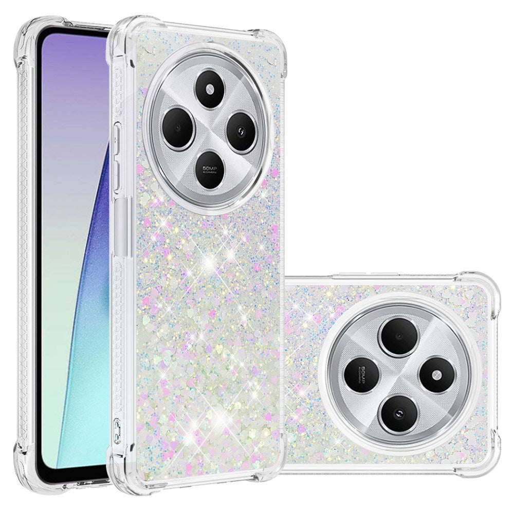 EIDERWOOD Xiaomi Redmi 14C Fleksibelt Plastik Bagside Cover med Flydende Glimmer - Sølv