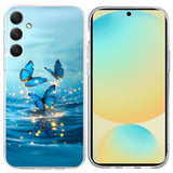 EIDERWOOD Samsung Galaxy S25 FE Fleksibel Plastik Bagside Cover m. Motiv - Vand / Blå Sommerfugle