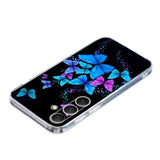 EIDERWOOD Samsung Galaxy S25 FE Fleksibel Plastik Bagside Cover m. Motiv - Sort / Blå Sommerfugle