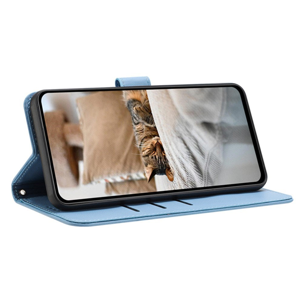 iPhone 16e - EIDERWOOD Faux Leather Flip Cover m. Kattemønster - Blå