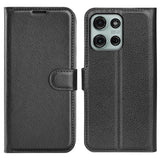 Motorola Moto G75 (5G) - EIDERWOOD Faux Leather Flip Cover m. Kortholder og stativfunksjon - svart