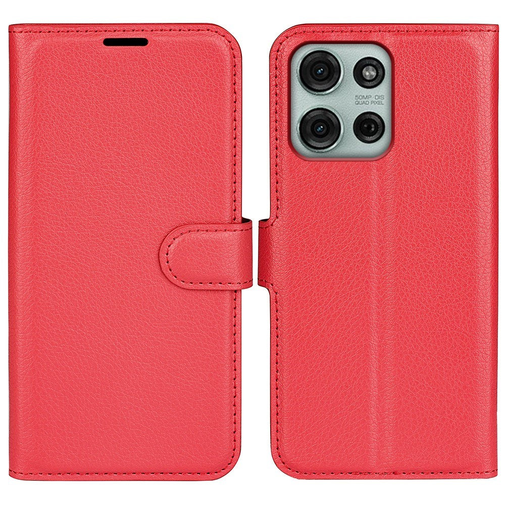 Motorola Moto G75 (5G) - EIDERWOOD Faux Leather Flip Cover m. Kortholder og stativfunksjon - rød