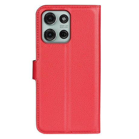 Motorola Moto G75 (5G) - EIDERWOOD Faux Leather Flip Cover m. Kortholder og stativfunksjon - rød