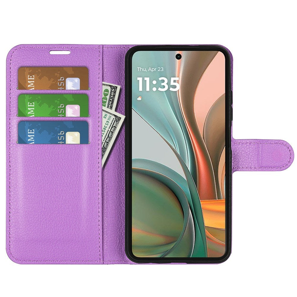 Motorola Moto G75 (5G) - EIDERWOOD Faux Leather Flip Cover m. Kortholder og stativfunksjon - Lilla