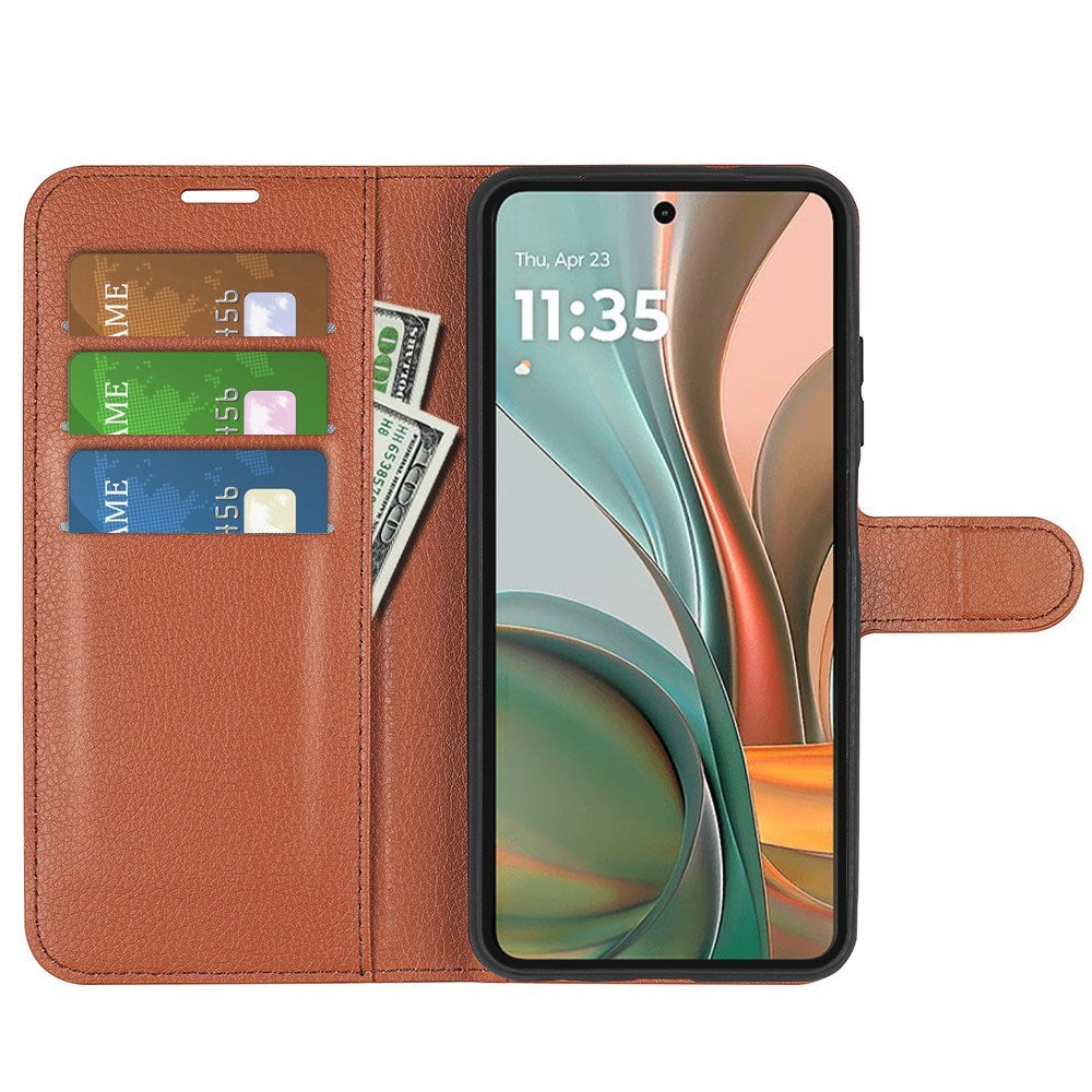 Motorola Moto G75 (5G) - EIDERWOOD Kunstlæder Flip Cover m. Kortholder & Ståfunktion - Brun