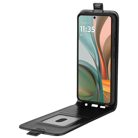 EIDERWOOD Motorola Moto G75 5G-deksel med kortspor – Vertical Flip kunstskinndeksel - Svart