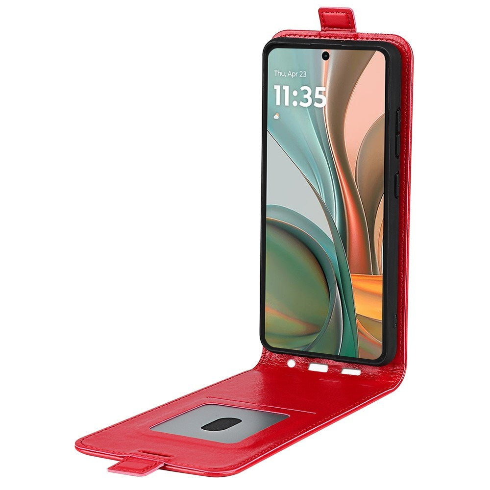 EIDERWOOD Motorola Moto G75 5G-deksel med kortspor – Vertical Flip kunstskinndeksel – Rød