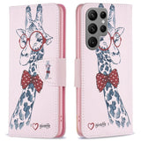 EIDERWOOD Samsung Galaxy S25 Ultra Kunstlæder Flip Cover m. Pung & Ståfunktion - Giraf