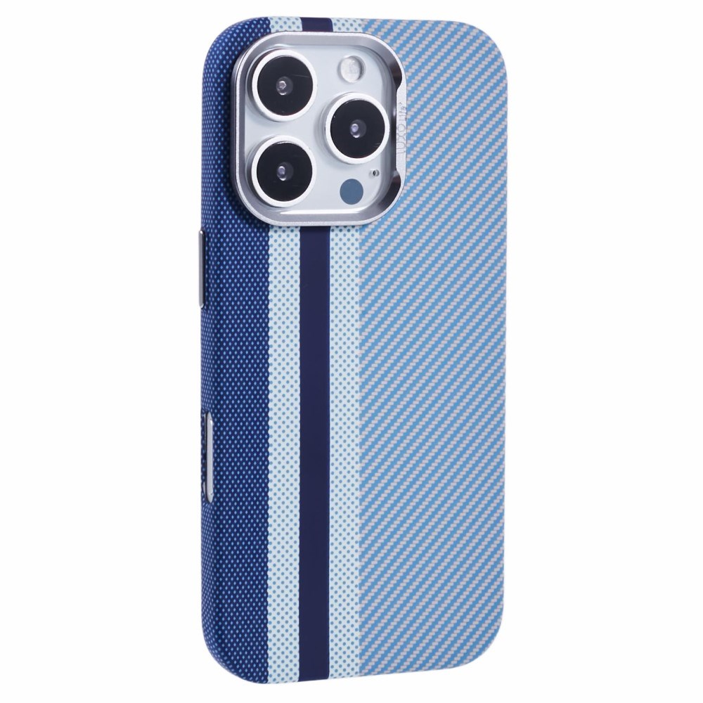 iPhone 16 Pro - EIDERWOOD Mønstret Carbon Cover - MagSafe Kompatibel - Blue Stripes