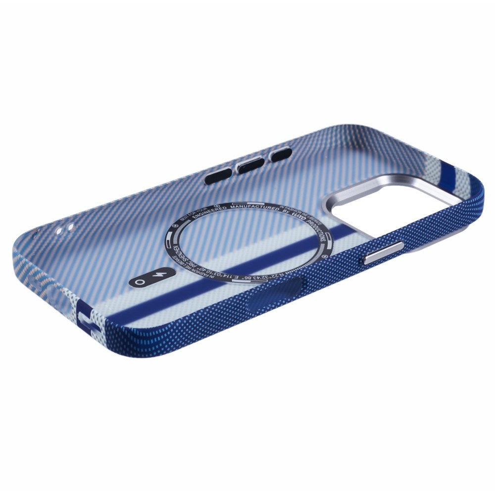 iPhone 16 Pro - EIDERWOOD Mønstret Carbon Cover - MagSafe Kompatibel - Blue Stripes