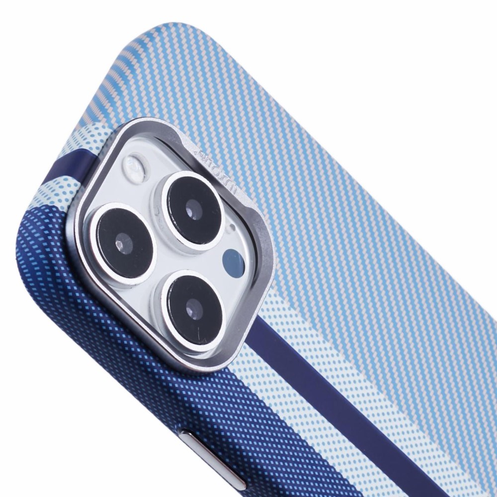 iPhone 16 Pro - EIDERWOOD Mønstret Carbon Cover - MagSafe Kompatibel - Blue Stripes