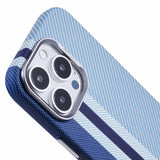 iPhone 16 Pro - EIDERWOOD Mønstret Carbon Cover - MagSafe Kompatibel - Blue Stripes
