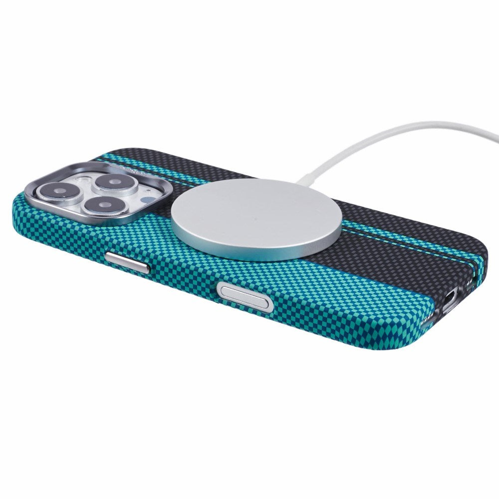 iPhone 16 Pro - EIDERWOOD Mønstret Carbon Cover - MagSafe Kompatibel - Blue/Black