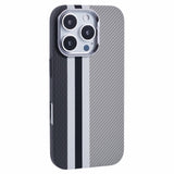 iPhone 16 Pro - EIDERWOOD Mønstret Carbon Cover - MagSafe Kompatibel - Grey Stripes