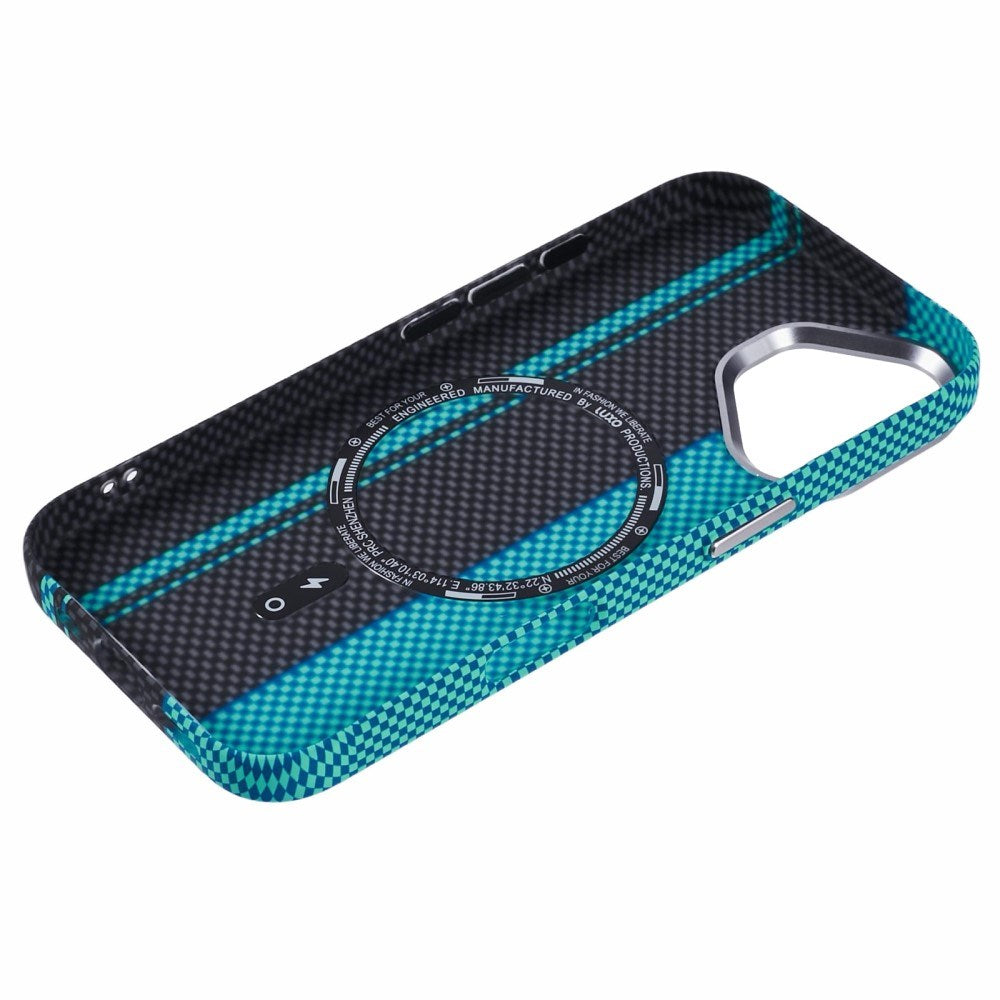 iPhone 16 - EIDERWOOD Mønstret Carbon Cover - MagSafe Kompatibel - Blue/Black