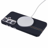 Samsung Galaxy S24 - EIDERWOOD-mønstret karbondeksel - MagSafe-kompatibel - Mørkt sikksakk-mønster