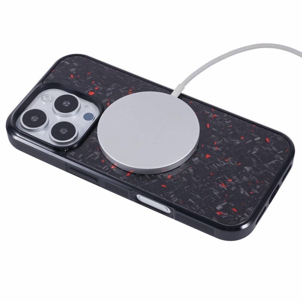 EIDERWOOD iPhone 16 Pro Carbon Cover m. Non-Slip Edge - MagSafe-kompatibel - Rød