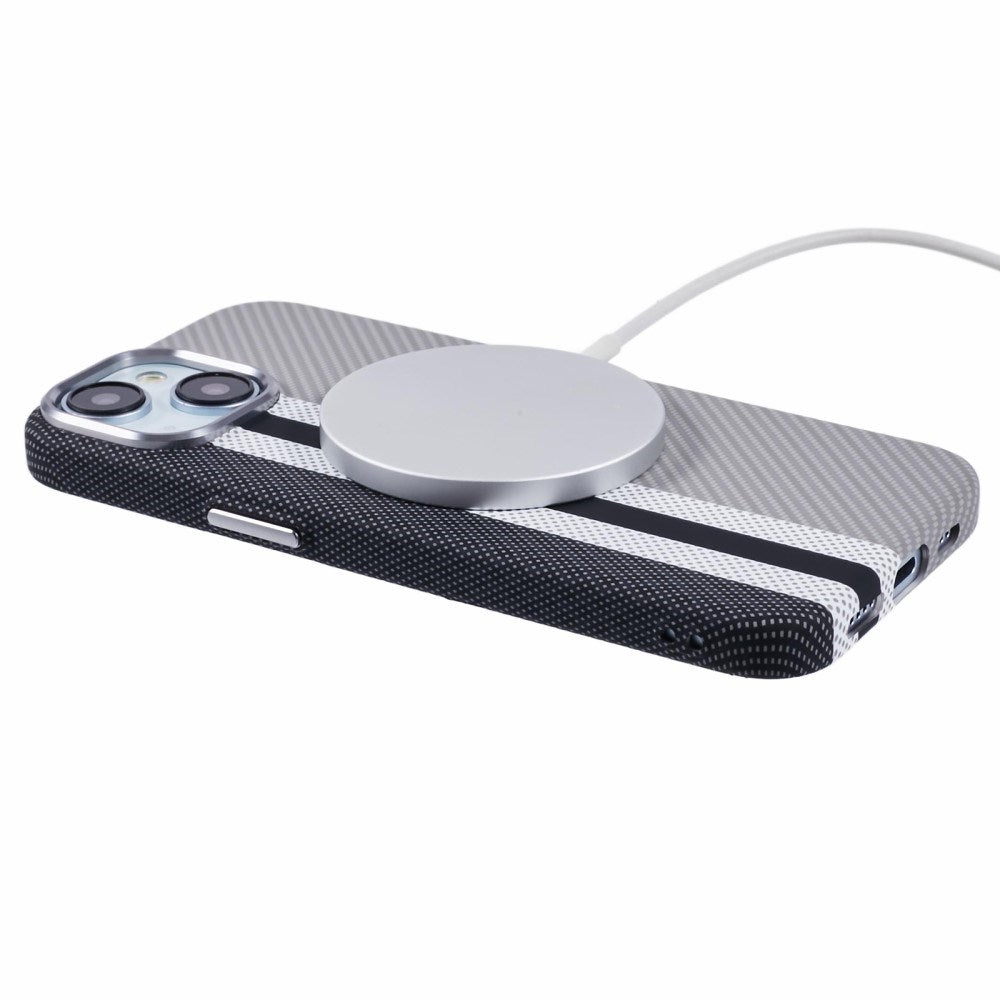 iPhone 14 - EIDERWOOD Mønstret Carbon Cover - MagSafe Kompatibel - Grey Stripes