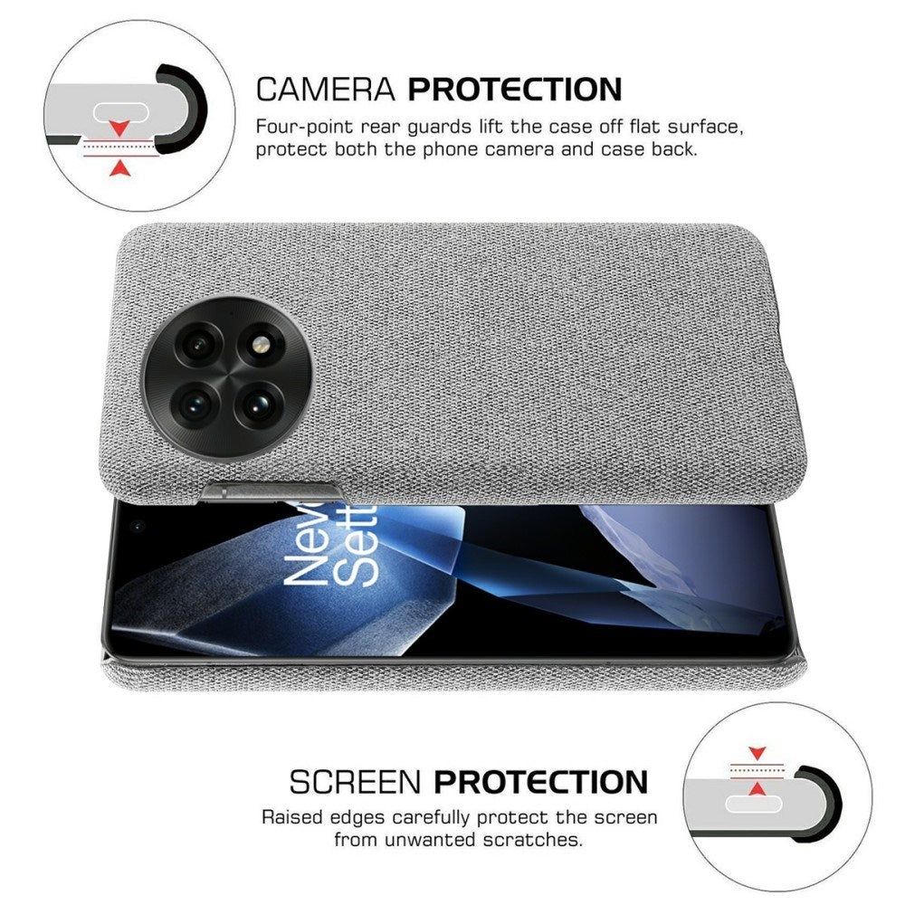 OnePlus 13 - EIDERWOOD Stoffdekket plastdeksel - Lys grå