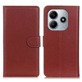 Xiaomi Redmi Note 14 (4G) - EIDERWOOD Faux Leather Flip Cover m. Kortholder og stativfunksjon - brun