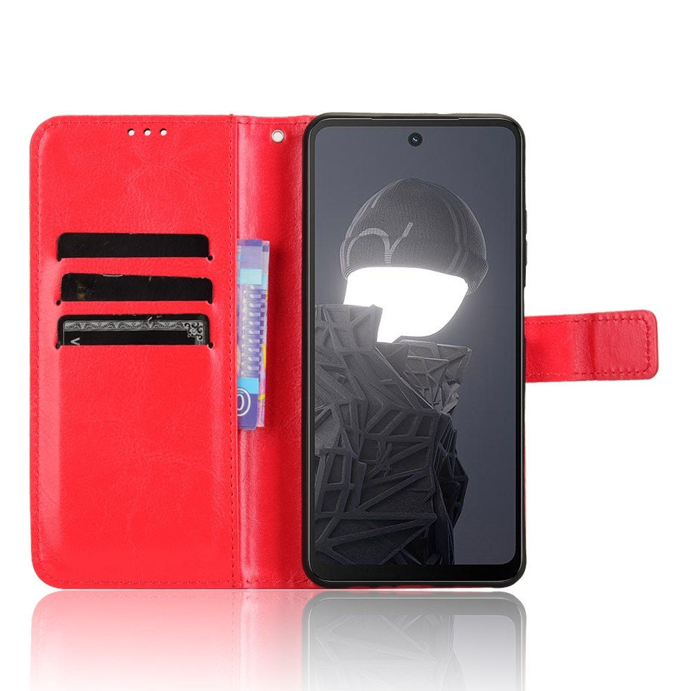 HMD Fusion / Fusion X1 - EIDERWOOD Kunstlæder Flip Cover m. Strop - Rød