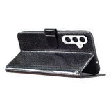 EIDERWOOD Samsung Galaxy A36 (5G) Flip-deksel i lær m. Lommebok og stropp - Glitter - Svart