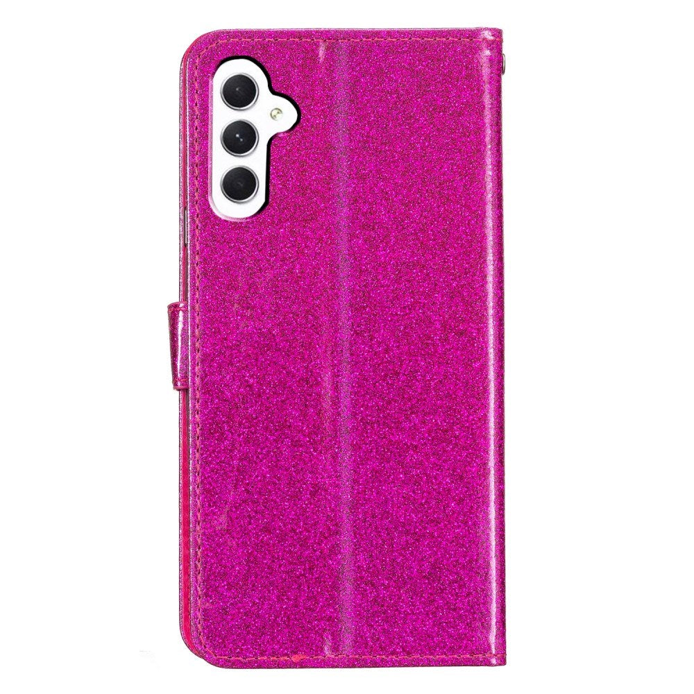 EIDERWOOD Samsung Galaxy A36 (5G) Flip-deksel i lær m. Lommebok og stropp - Glitter - Rosa