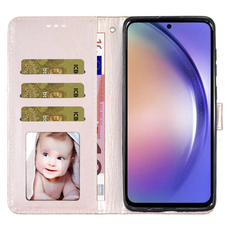 EIDERWOOD Samsung Galaxy A36 (5G) Flip-deksel i lær m. Lommebok &amp; stropp - Glitter - Gull