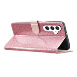 EIDERWOOD Samsung Galaxy A36 (5G) Flip-deksel i lær m. Veske &amp; stropp - Glitter - Rose gull
