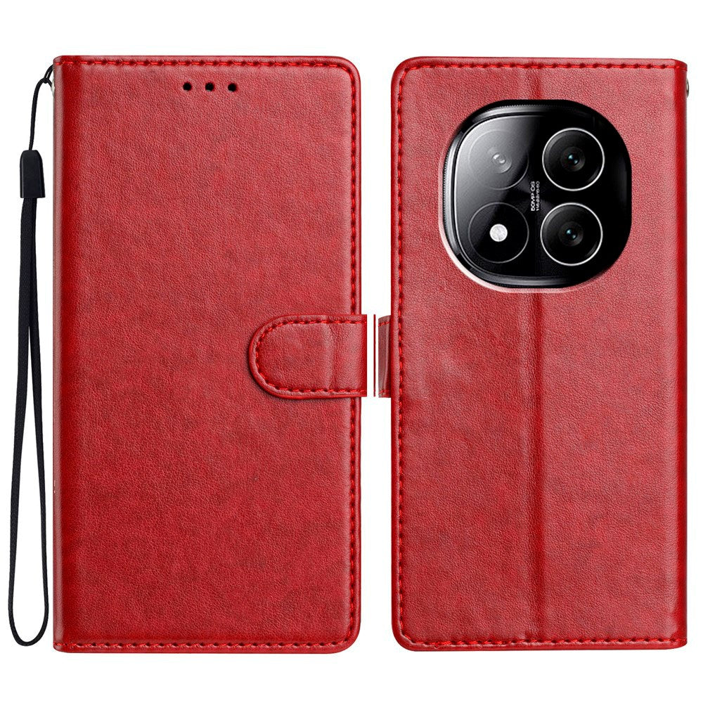 Xiaomi Redmi Note 14 Pro (5G) / Poco X7 - EIDERWOOD Kunstlæder Flip Cover m. Strop - Mørkerød