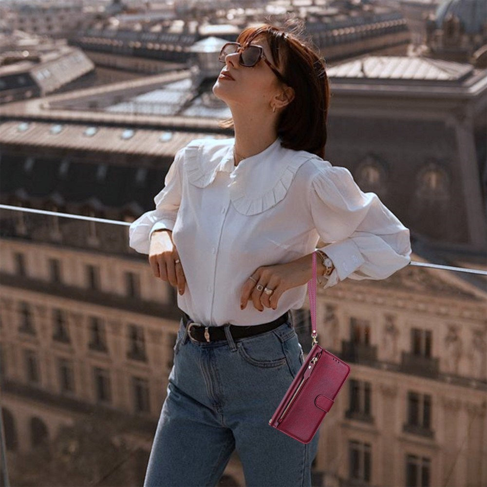 EIDERWOOD Xiaomi Redmi Note 14 Pro+ / 14 Pro (5G) Flip Cover m. Kortholder - Stativfunksjon - Håndleddsstropp - Rød