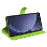 EIDERWOOD Samsung Galaxy S25+ (Plus) Støtsikkert lommebokdeksel i lær med Litchi-tekstur - Grønn