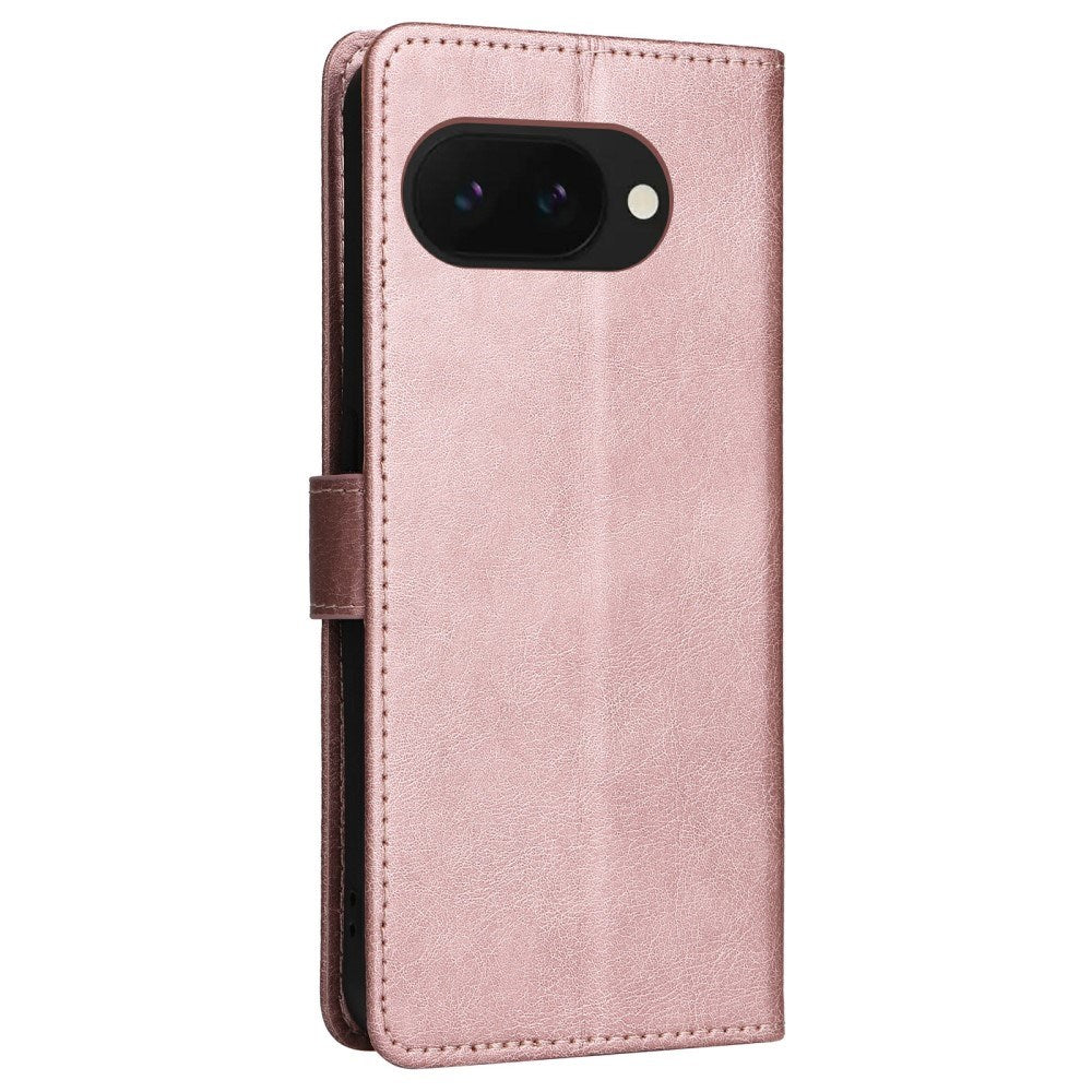 Google Pixel 9a - EIDERWOOD Faux Leather Flip Cover m. Kortholder og snor - Rosa