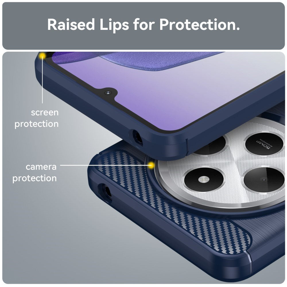 EIDERWOOD Xiaomi Redmi 14C børstet karbonfiber fleksibelt plastbakdeksel - blå