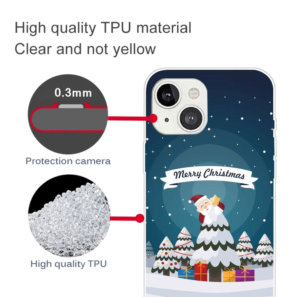 iPhone 14 TPU plast juleveske - juletre og gaver
