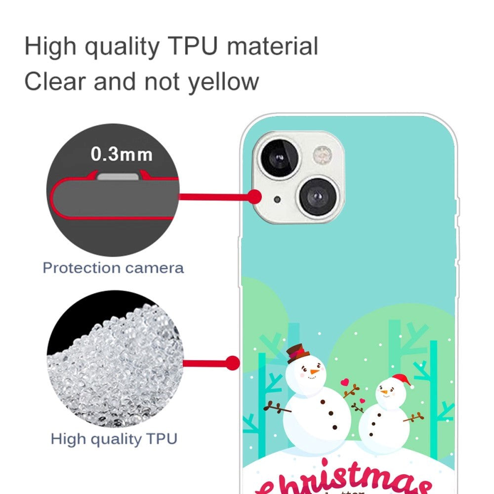 iPhone 14 TPU plast juledeksel - To snømenn