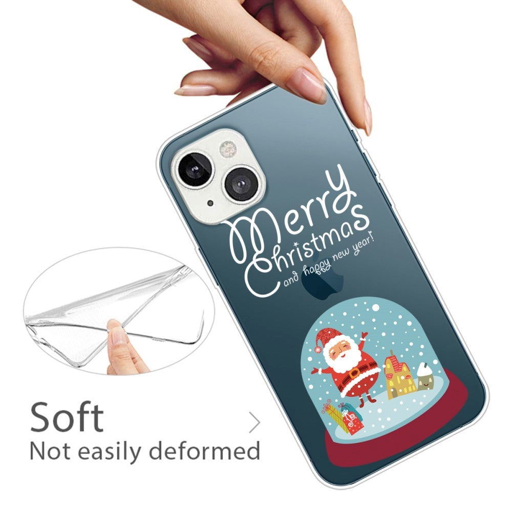 iPhone 14 fleksibelt plast julebakdeksel - Snow Globe