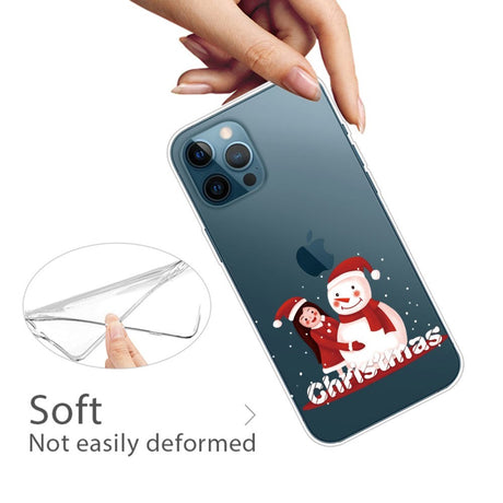 iPhone 14 Pro fleksibelt plast julebakdeksel - jente med snømann