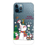 iPhone 14 Pro fleksibelt plast julebakdeksel - Penguin Family with Snowman