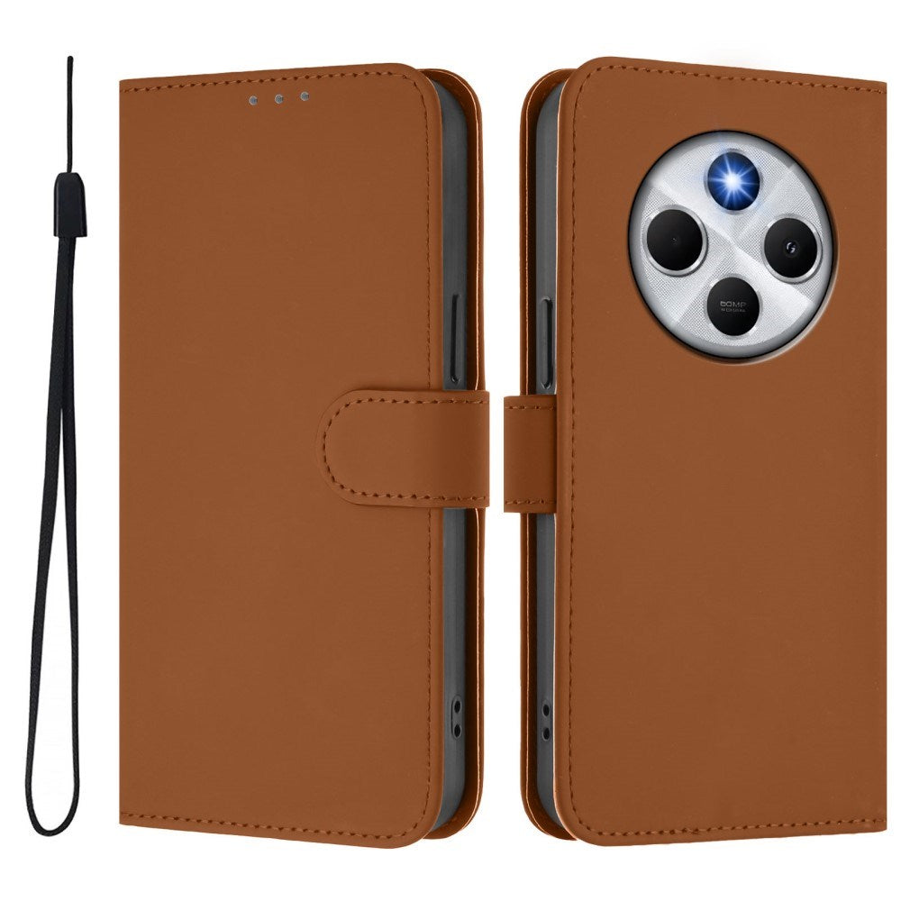 Xiaomi Redmi 14C - EIDERWOOD Faux Leather Flip Cover m. Kortholder og stativfunksjon - brun