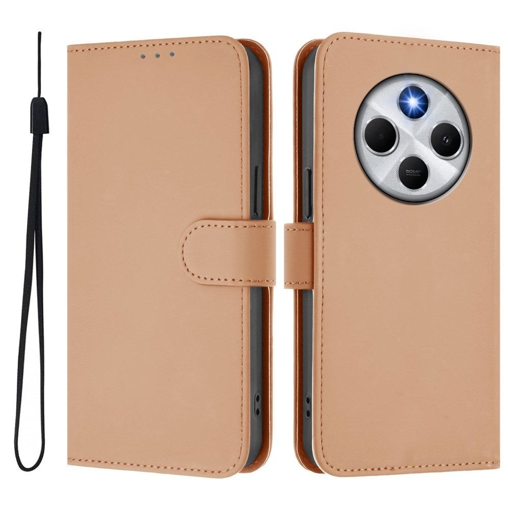 Xiaomi Redmi 14C - EIDERWOOD Faux Leather Flip Cover m. Kortholder og stativfunksjon - Beige