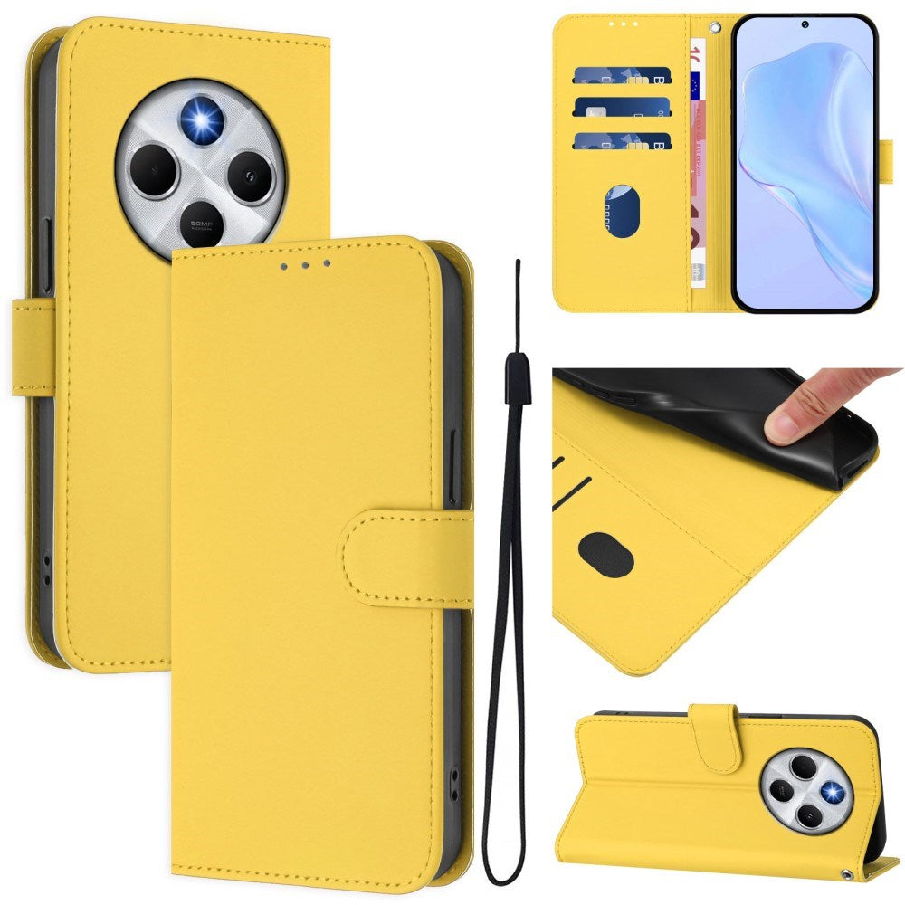 Xiaomi Redmi 14C - EIDERWOOD Faux Leather Flip Cover m. Kortholder og stativfunksjon - gul